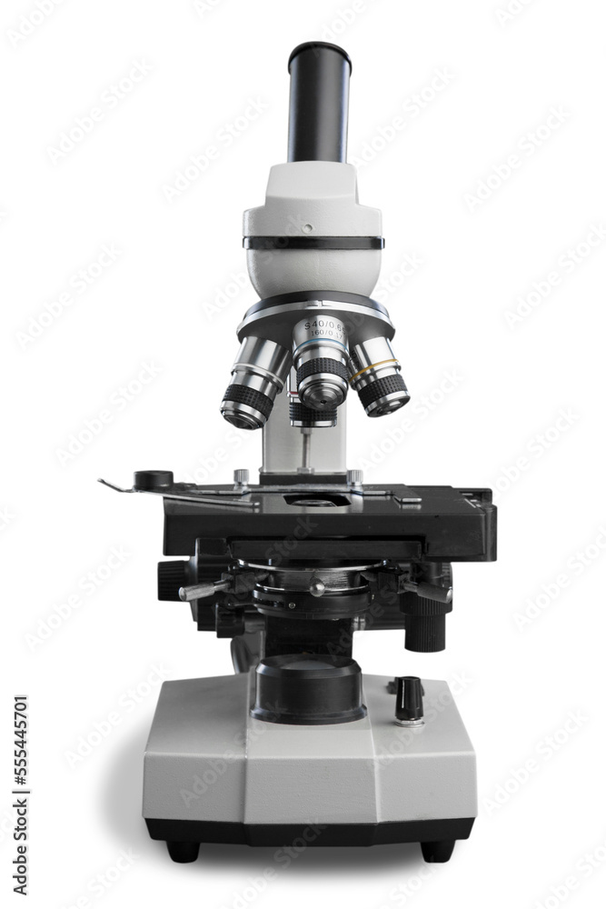 Laboratory equipment concept. Classic scientist microscope Laboratory equipment concept. Classic scientist microscope