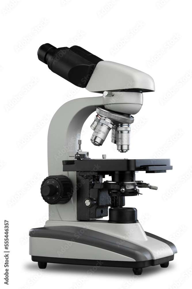 Laboratory equipment concept. Classic scientist microscope Laboratory equipment concept. Classic scientist microscope
