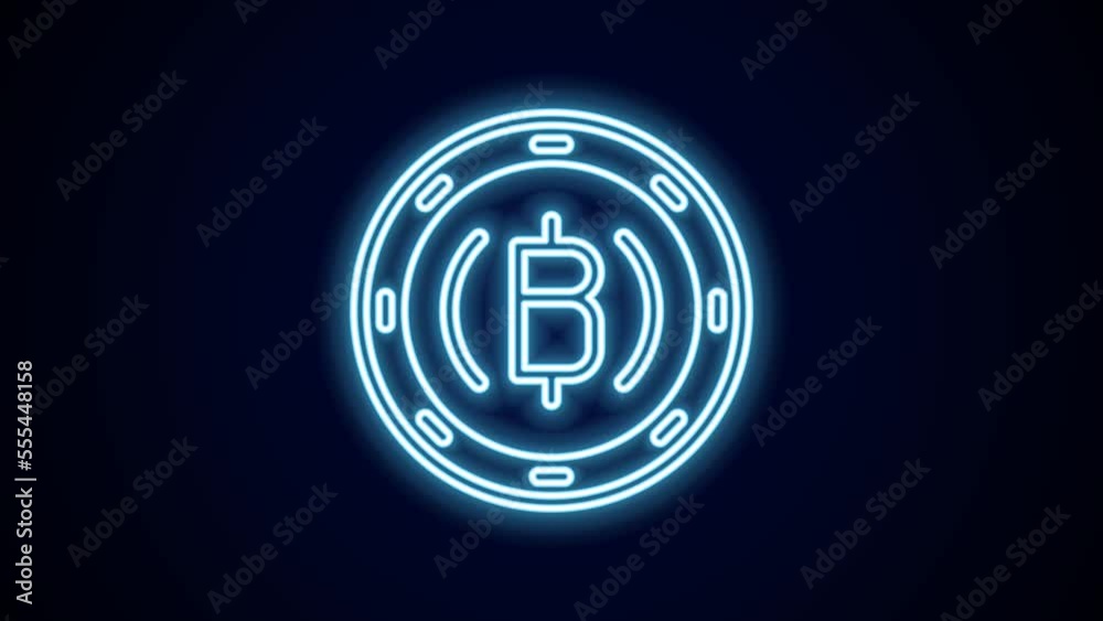 Glowing neon line Cryptocurrency coin Bitcoin icon isolated on black background. Physical bit coin. Blockchain based secure crypto currency. 4K Video motion graphic animation Glowing neon line Cryptocurrency coin Bitcoin icon isolated on black background. Physical bit coin. Blockchain based secure crypto currency. 4K Video motion graphic animation