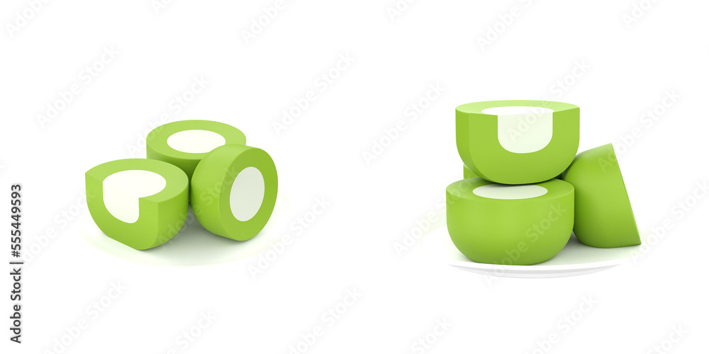 3D rendering of Kue Nona Manis from Indonesian Cuisine transparent background 3D rendering of Kue Nona Manis from Indonesian Cuisine transparent background