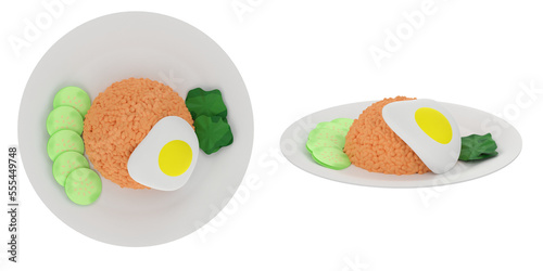 3D rendering of Nasi Goreng from Indonesian Cuisine transparent background