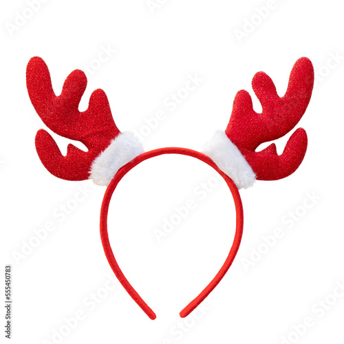 Photo Reindeer antlers Christmas headband isolated on white background.