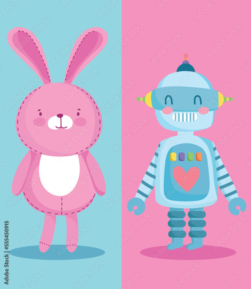 set toys rabbit and robot set toys rabbit and robot