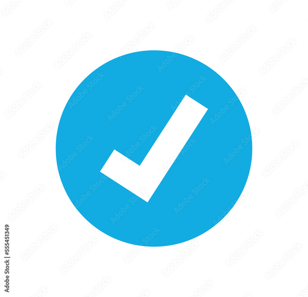 check mark button. tick icon in blue circle. vector illustration symbol check mark button. tick icon in blue circle. vector illustration symbol
