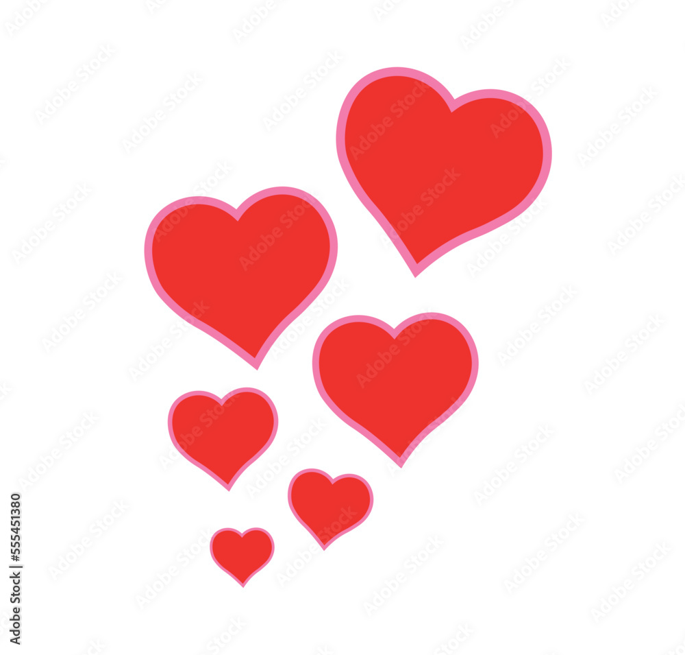 floating love hearts. small red hearts vector illustration. passion or valentine message poster