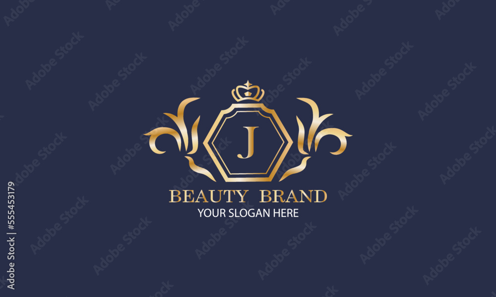 Elegant luxury initial letter J logo template for fashion, boutique, cafe, hotel, heraldry, jewelry and other vector illustrations