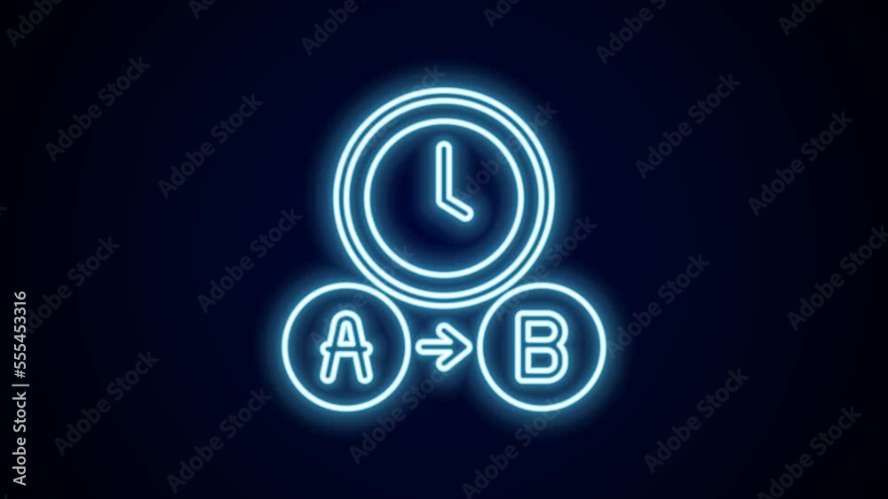 Glowing neon line Taxi waiting time icon isolated on black background. Car deadline, schedule ride. 4K Video motion graphic animation Glowing neon line Taxi waiting time icon isolated on black background. Car deadline, schedule ride. 4K Video motion graphic animation