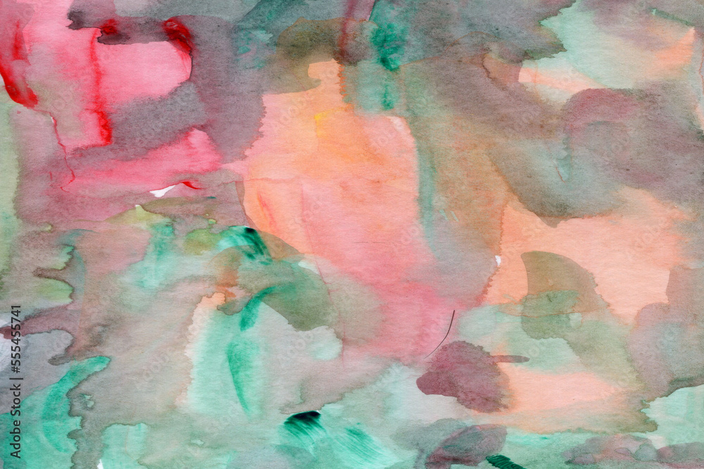 Hand drawn watercolor green red texture