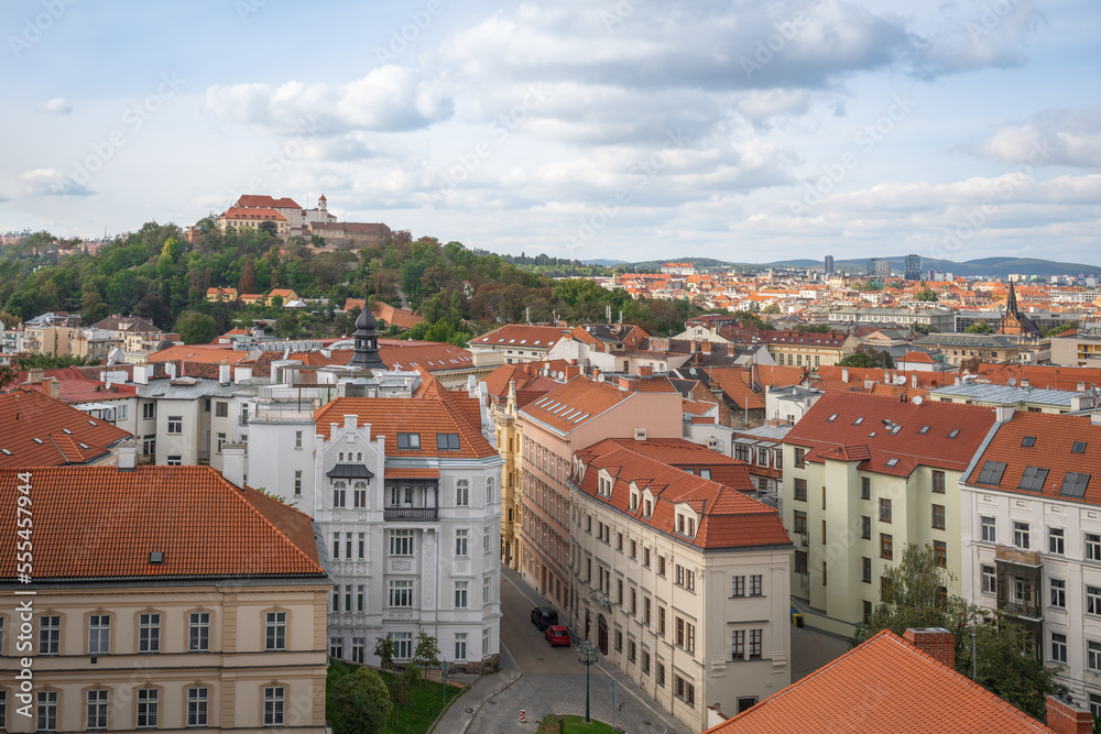 Obraz na płótnie Aerial view of Brno with Spilberk Castle - Brno, Czech Republic w salonie