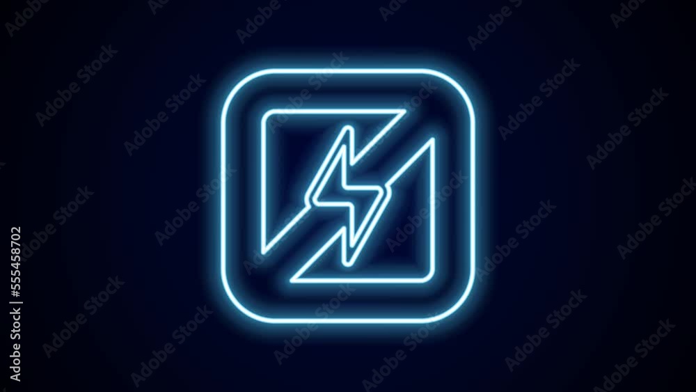 Glowing neon line No lightning icon isolated on black background. No electricity. 4K Video motion graphic animation Glowing neon line No lightning icon isolated on black background. No electricity. 4K Video motion graphic animation