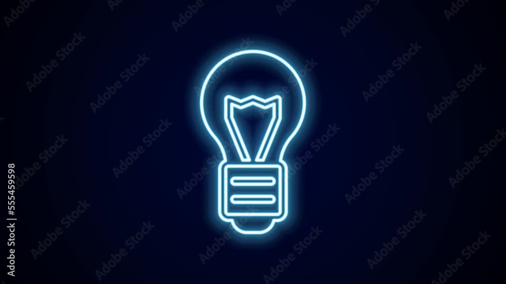 Glowing neon line Creative lamp light idea icon isolated on black background. Concept ideas inspiration, invention, effective thinking, knowledge and education. 4K Video motion graphic animation Glowing neon line Creative lamp light idea icon isolated on black background. Concept ideas inspiration, invention, effective thinking, knowledge and education. 4K Video motion graphic animation