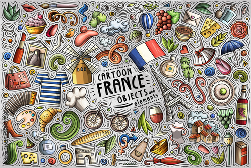 Set of France traditional symbols and objects