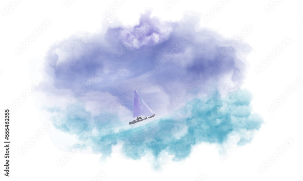 Fototapeta premium Water Color Sailing Boat