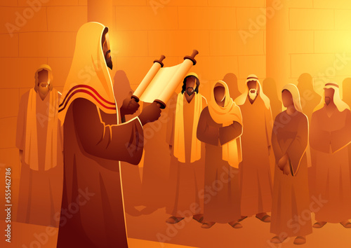 Leinwand Poster Jesus reading the scroll of the prophet Isaiah