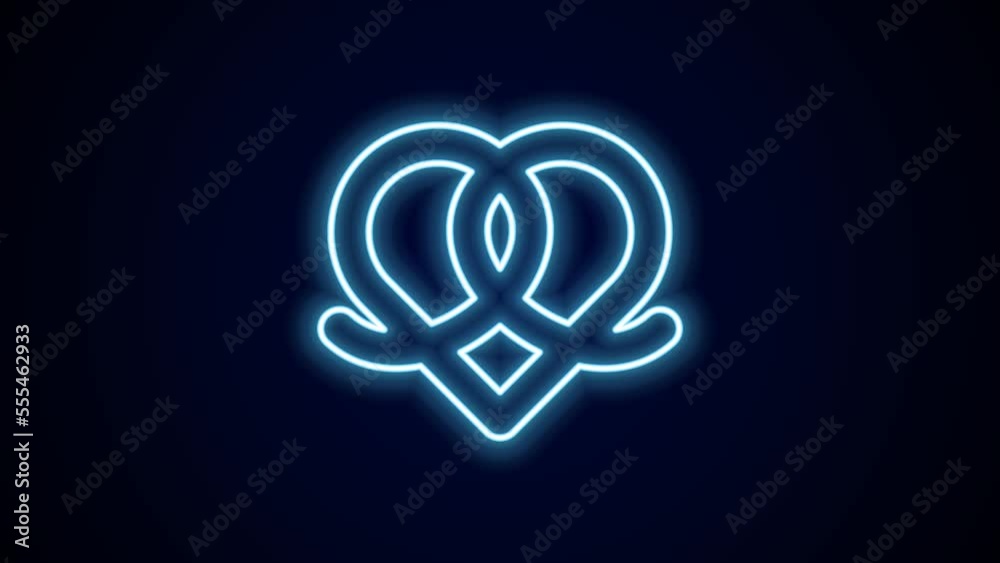 Glowing neon line Pretzel icon isolated on black background. German comfort food pastry. Oktoberfest festival. 4K Video motion graphic animation Glowing neon line Pretzel icon isolated on black background. German comfort food pastry. Oktoberfest festival. 4K Video motion graphic animation