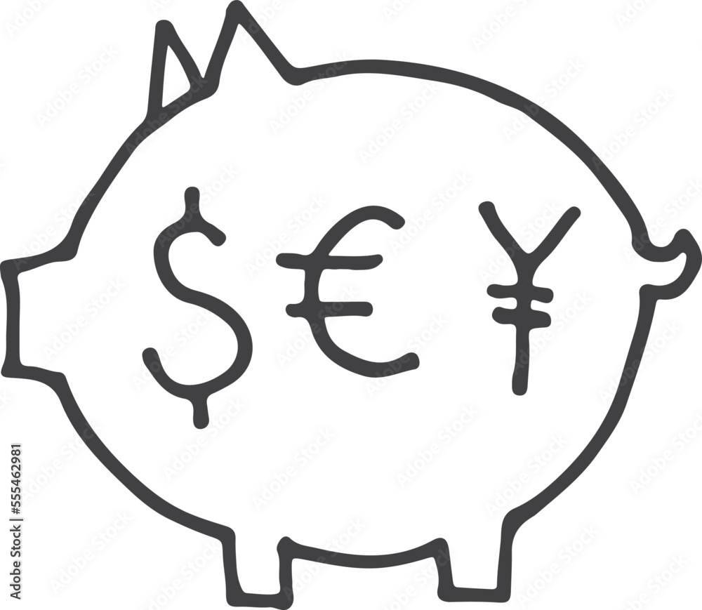 Obraz premium Money pig doodle icon. Financial savings sketch