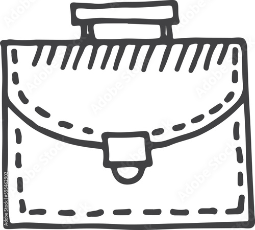 Briefcase doodle icon. Business bag ink drawing