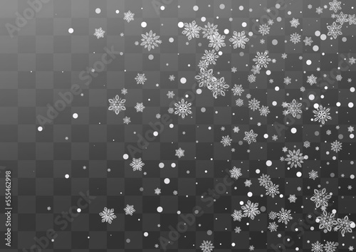 Light Snowfall Vector Transparent Background.