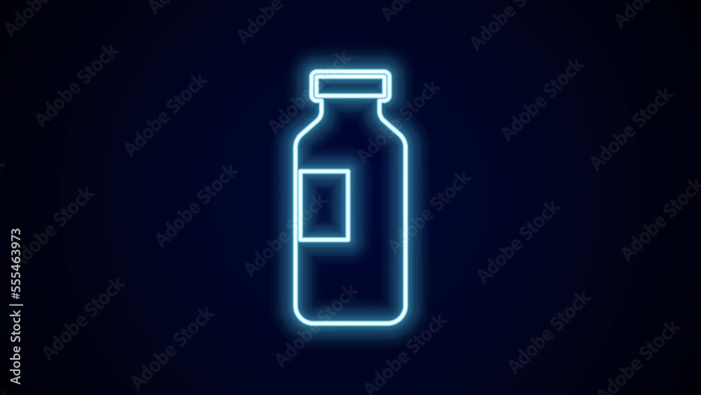 Glowing neon line Bottle of water icon isolated on black background. Soda aqua drink sign. 4K Video motion graphic animation Glowing neon line Bottle of water icon isolated on black background. Soda aqua drink sign. 4K Video motion graphic animation