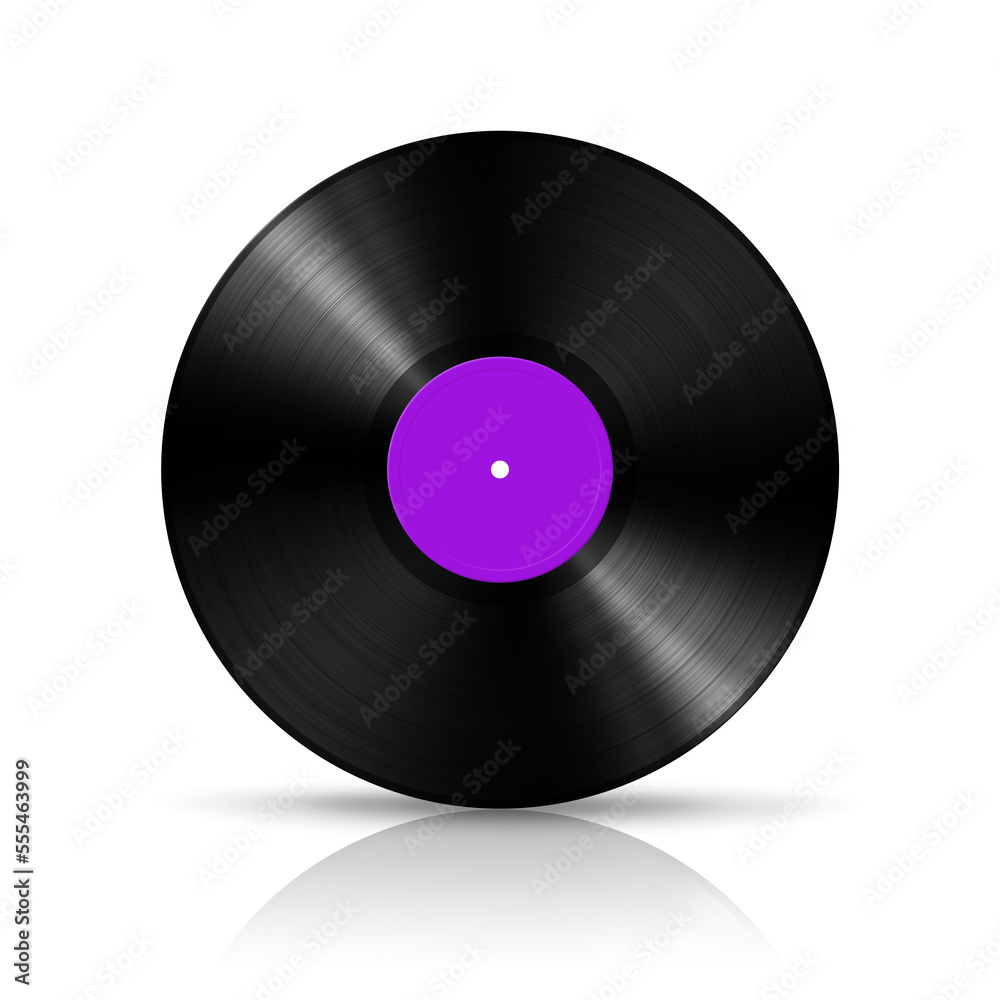 Obraz premium Purple vinyl record isolated on white background
