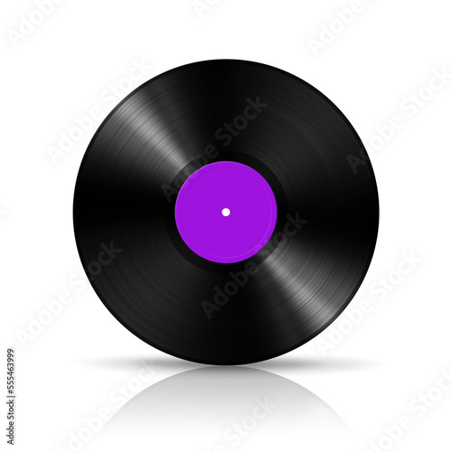 Purple vinyl record isolated on white background