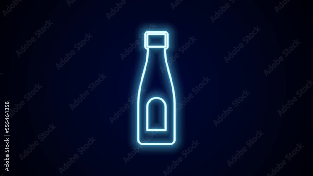 Glowing neon line Bottle of water icon isolated on black background. Soda aqua drink sign. 4K Video motion graphic animation Glowing neon line Bottle of water icon isolated on black background. Soda aqua drink sign. 4K Video motion graphic animation