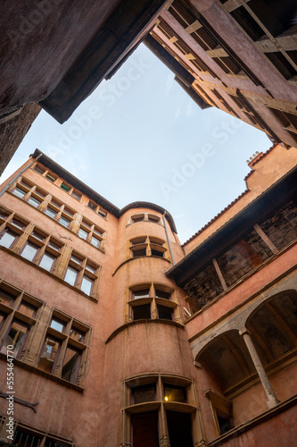 Tower in a courtyard of the old Lyon photo