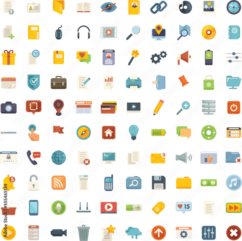 Interface icons set flat vector. Comment browser. Web api isolated Interface icons set flat vector. Comment browser. Web api isolated