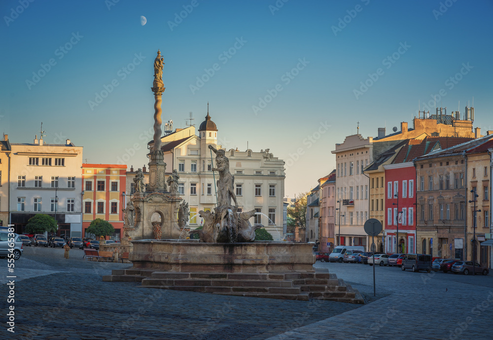 Lower Square with Neptune Fountain and Marian Plague Column - Olomouc, Czech Republic
