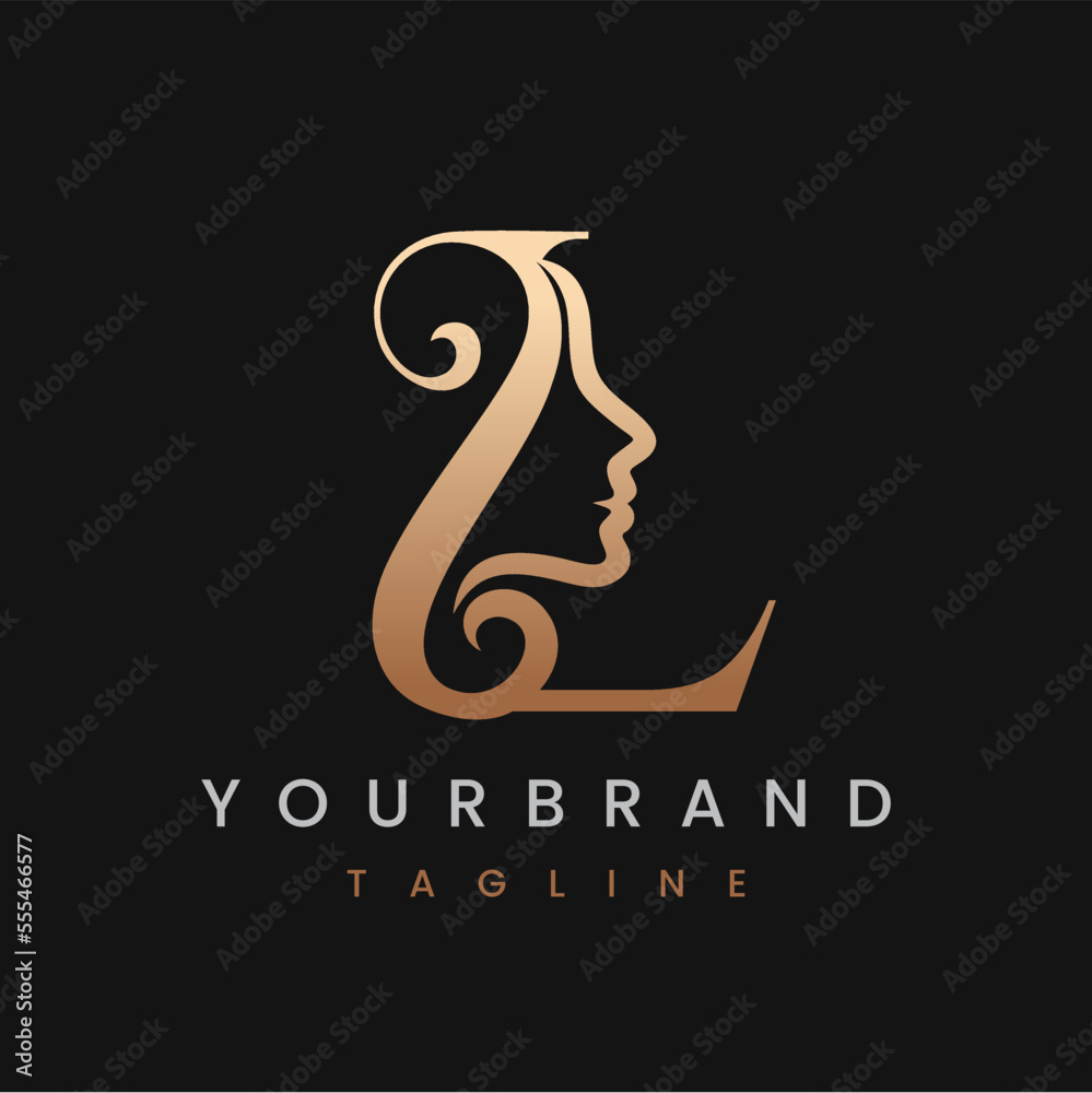 Classic Letter L Beauty Women Face Logo Stock Vector | Adobe Stock