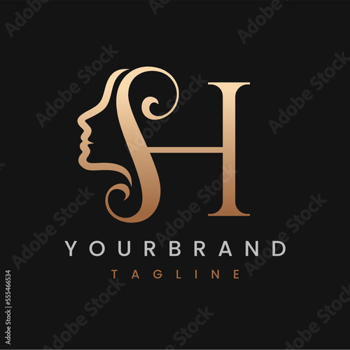 Classic Letter H Beauty Women Face Logo