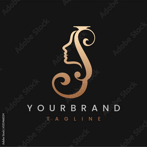Classic Letter J Beauty Women Face Logo