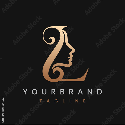 Classic Letter L Beauty Women Face Logo photo