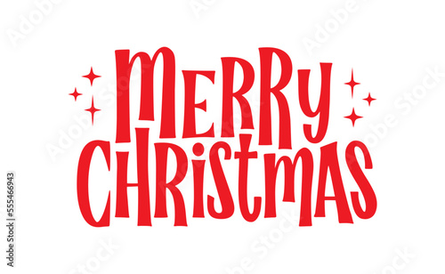 Merry christmas, lettering typography isolated. Vector holiday message element with sparks.