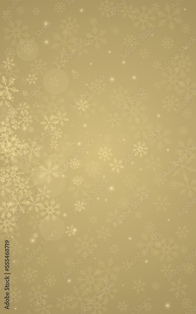 Silver Snowfall Vector Golden Background. Xmas Silver Snowfall Vector Golden Background. Xmas