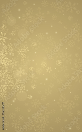 Silver Snowfall Vector Golden Background. Xmas
