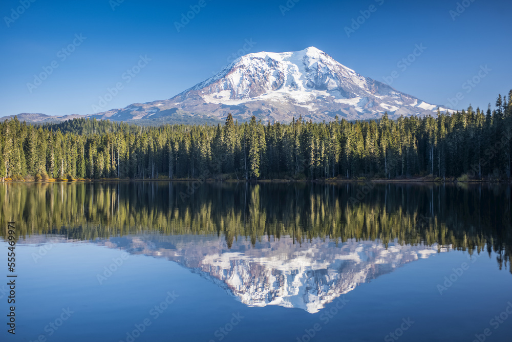 Mount Adams reflected in Takhlakh Lake, Gifford Pinchot National Forest; Washington, United States of America Mount Adams reflected in Takhlakh Lake, Gifford Pinchot National Forest; Washington, United States of America