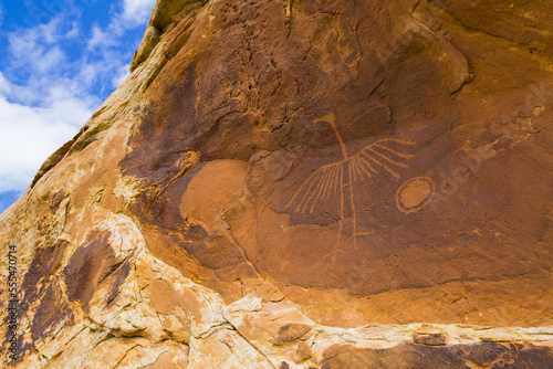 Big crane pictograph done by ancestral Puebloans, approximately 900-1000 years old, Bears Ears National Monument; Utah, United States of America photo