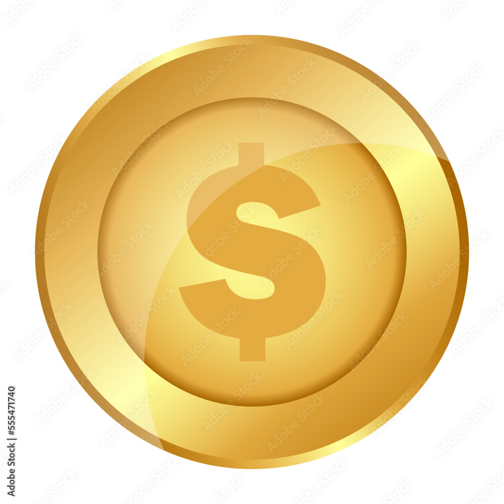 Coin, vector dollar, on a white background Coin, vector dollar, on a white background