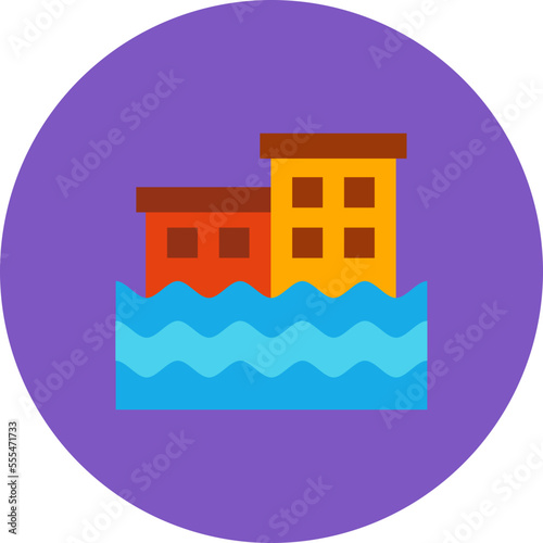 Flooding Multicolor Circle Flat Icon