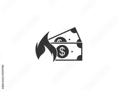 Inflation, money, fire icon. Vector illustration.