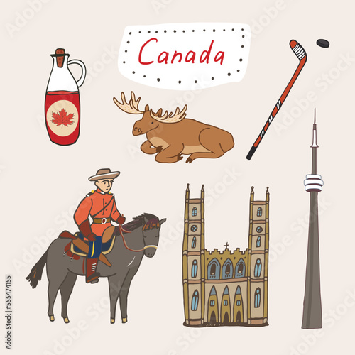 Canada travel landmark vector illustrations set.
