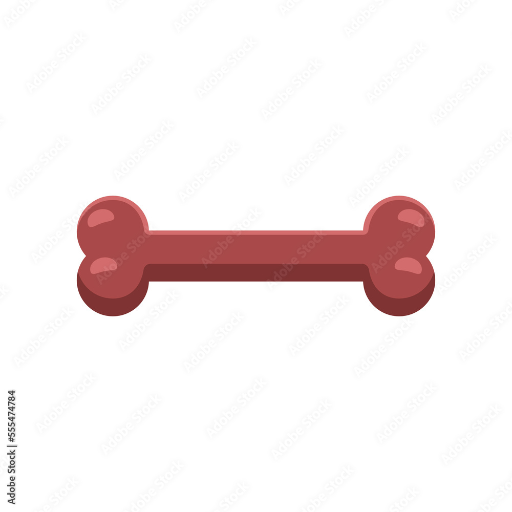 Red toy bone for dogs vector illustration. Item for pet store, pet toy isolated on white background. Domestic animals concept