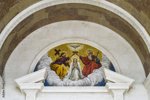 Artwork and architectural detail, Basilica of Our Lady of the Rosary; Fatima, Ourem Municipality, Santarem District, Portugal photo