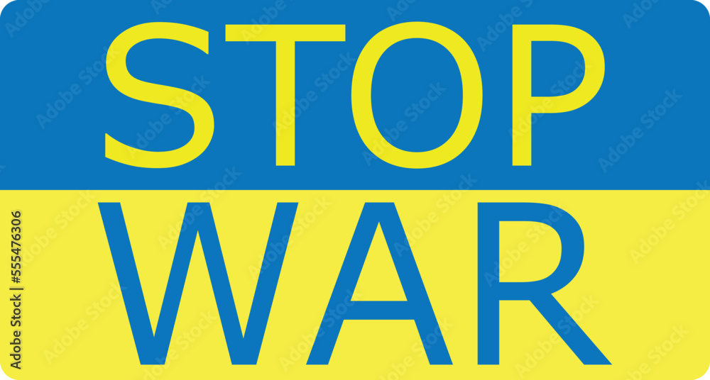 Ukraine flag banner with STOP WAR inscription