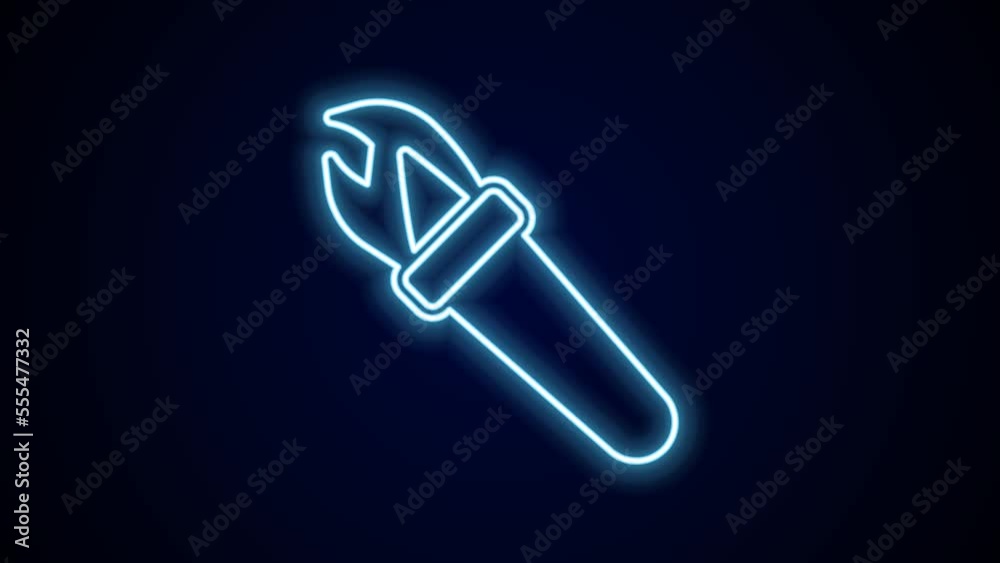 Glowing neon line Torch flame icon isolated on black background. Symbol fire hot, flame power, flaming and heat. 4K Video motion graphic animation