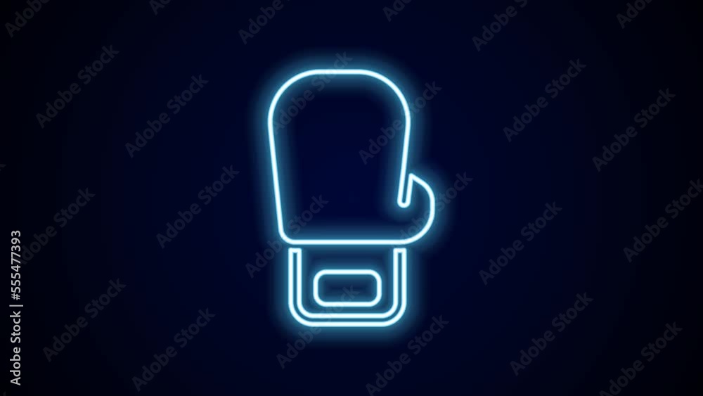 Glowing neon line Boxing glove icon isolated on black background. 4K Video motion graphic animation Glowing neon line Boxing glove icon isolated on black background. 4K Video motion graphic animation