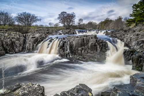 Low Force in Upper Teesdale, River Tees flowing over the Whin Sill, County Durham, England photo