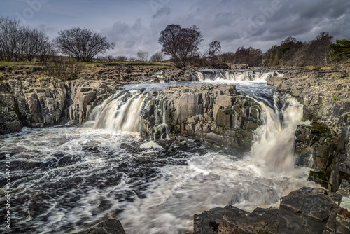 Low Force in Upper Teesdale, River Tees flowing over the Whin Sill, County Durham, England