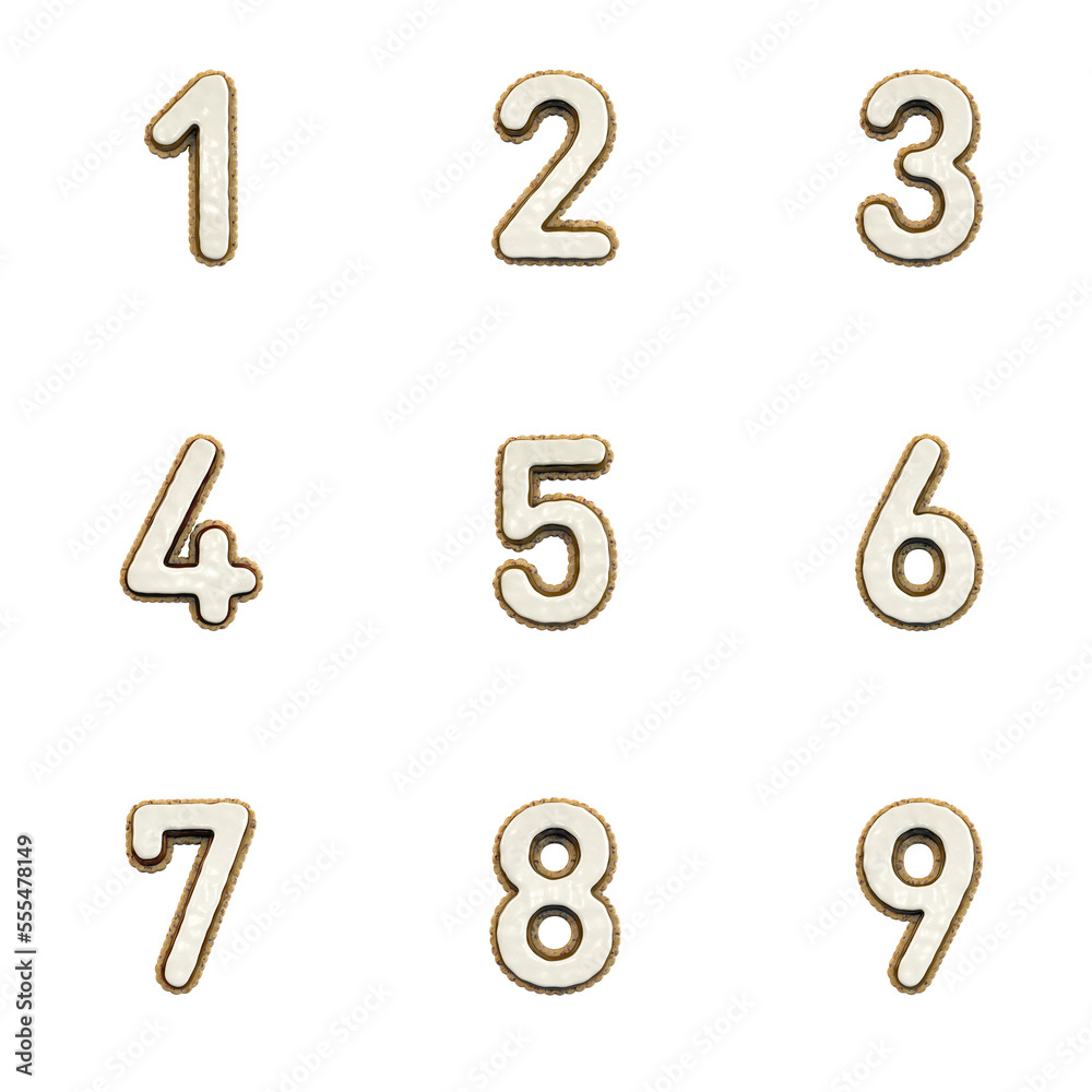 3D Render Set of Biscuit Cookie Font including Letters, Numbers and Punctuation Marks 3D Render Set of Biscuit Cookie Font including Letters, Numbers and Punctuation Marks